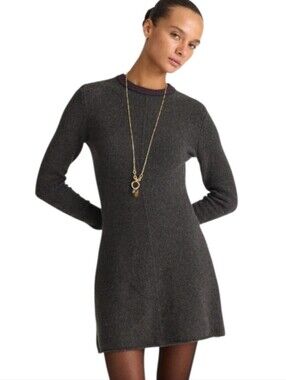 Madewell Charcoal Placed Stripe L.S. Sweater Mini-dress NWT Size XS